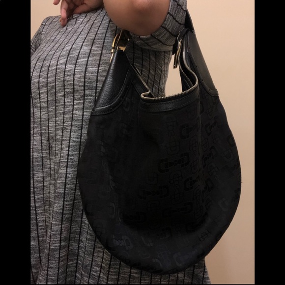 Black Gucci Canvas Horsebit Hobo Style Bag - Picture 9 of 9